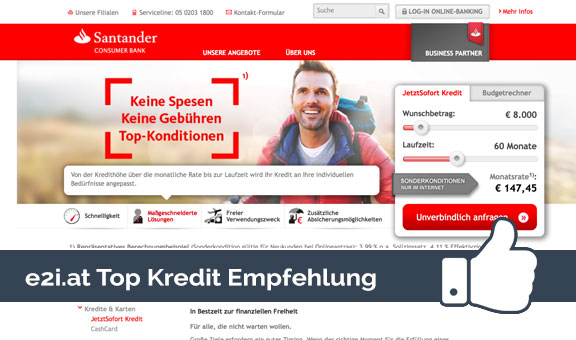 Kreditrechner Testsieger 2024 Santander Bank